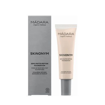 MÁDARA SKINONYM Semi-Matte Peptide Foundation, 10 PORCELAIN 30 ml